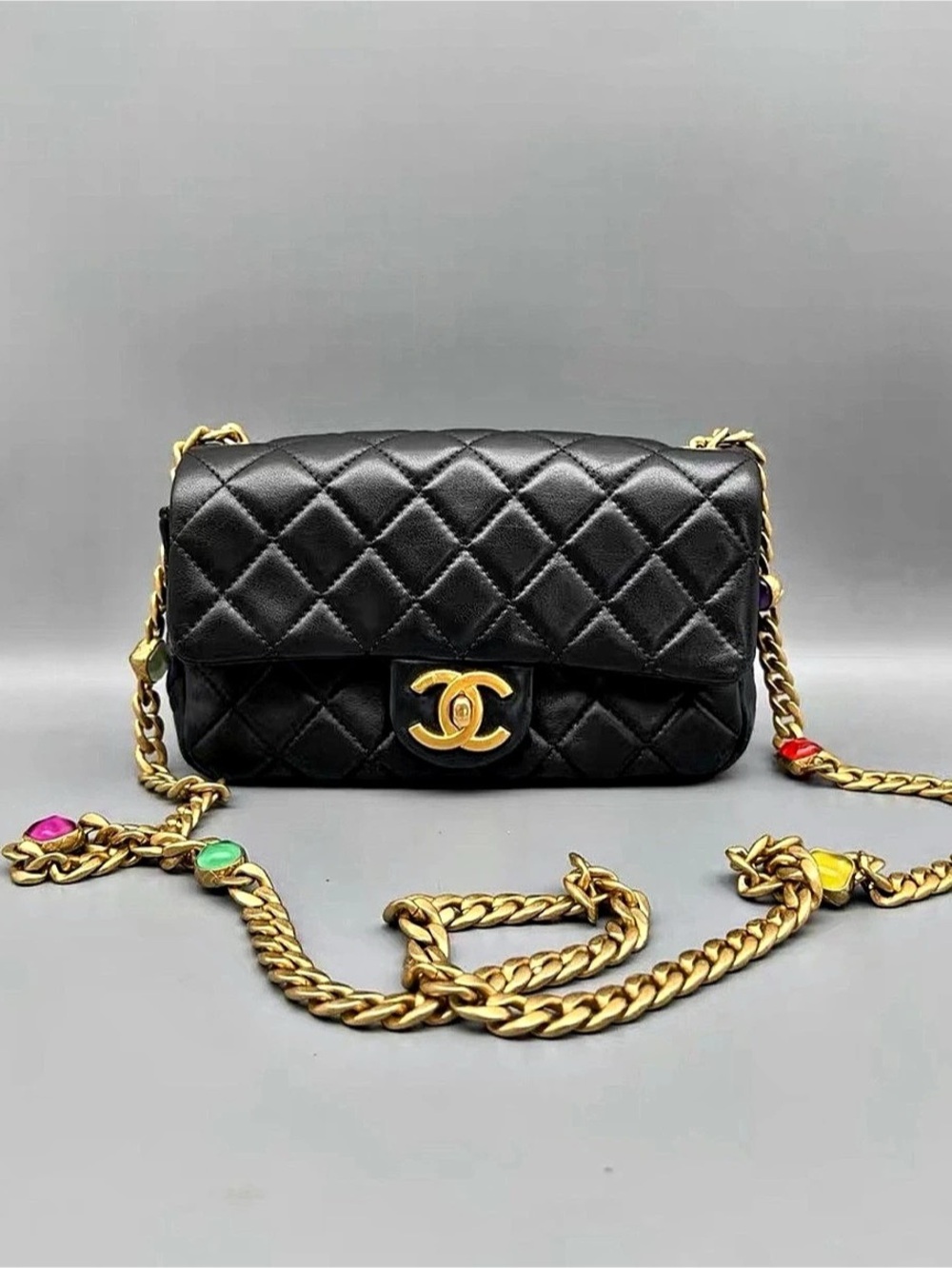 Chanel Quilted Shoulder Bag in Black & Pink